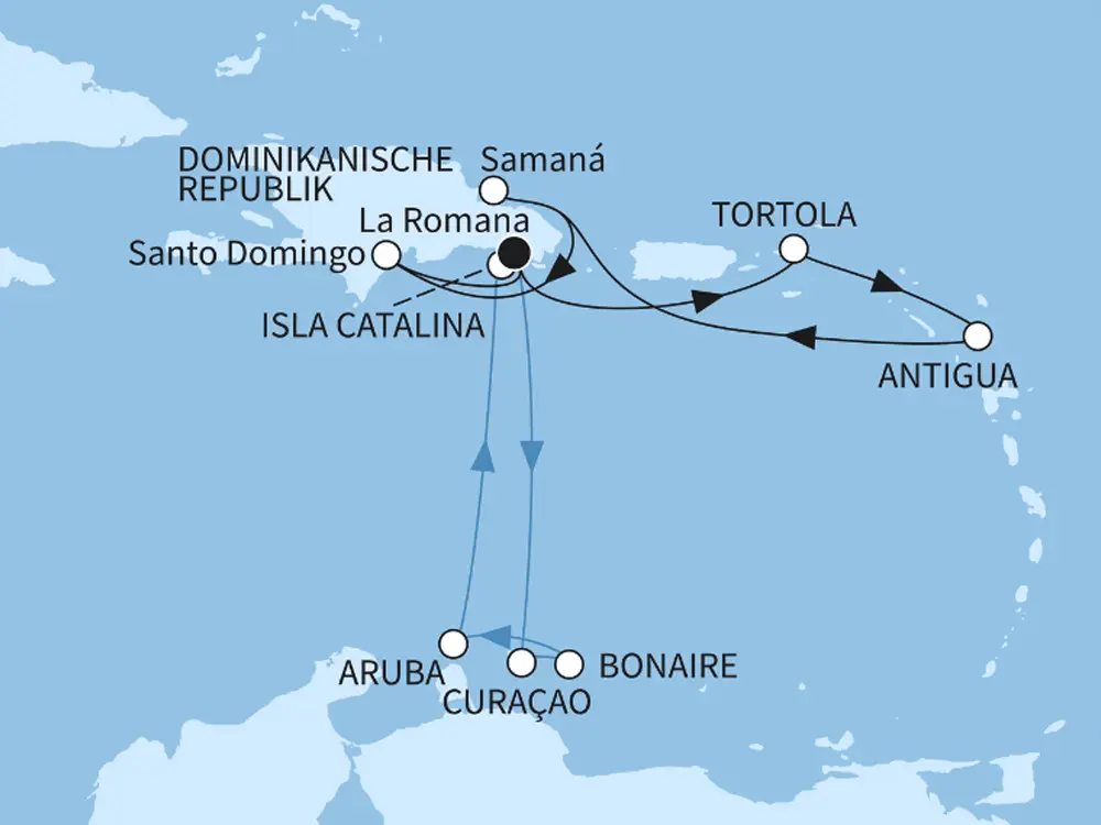 Karibische Inselwelten - ab/bis La Romana (inkl. Flug) - Routenbild